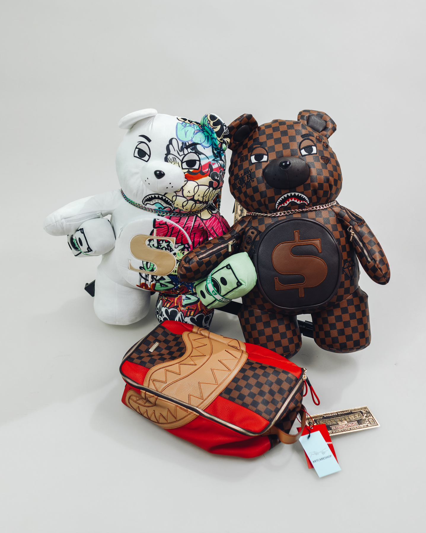 Sprayground Checks & Camo Teddy Bear Backpack - ShopStyle
